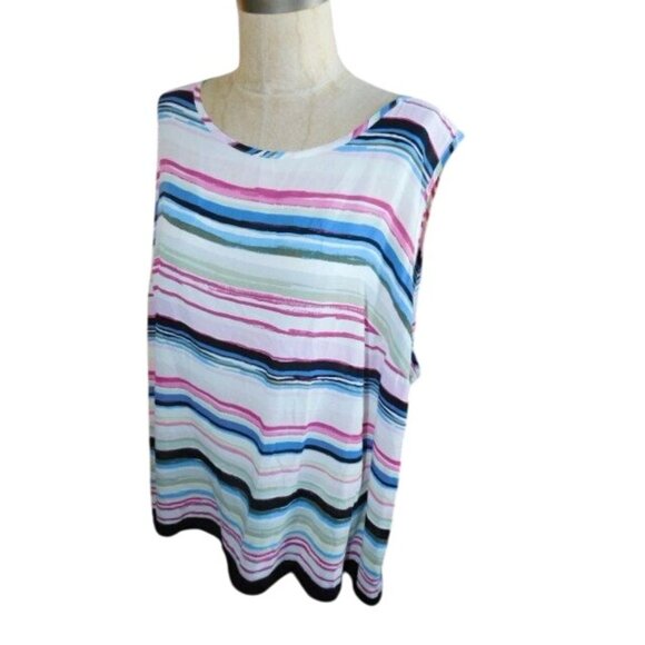 CJ Banks Size 3X Plus Size Artsy Vented Back Blouse Top NWT $39 - Picture 2 of 3